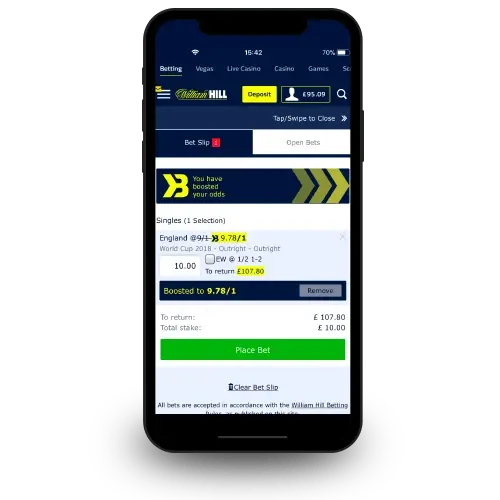 William Hill aplicación móvil