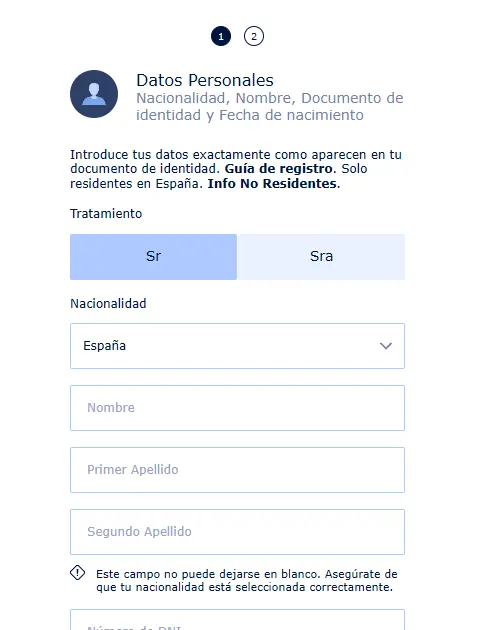 proceso de registro William Hill